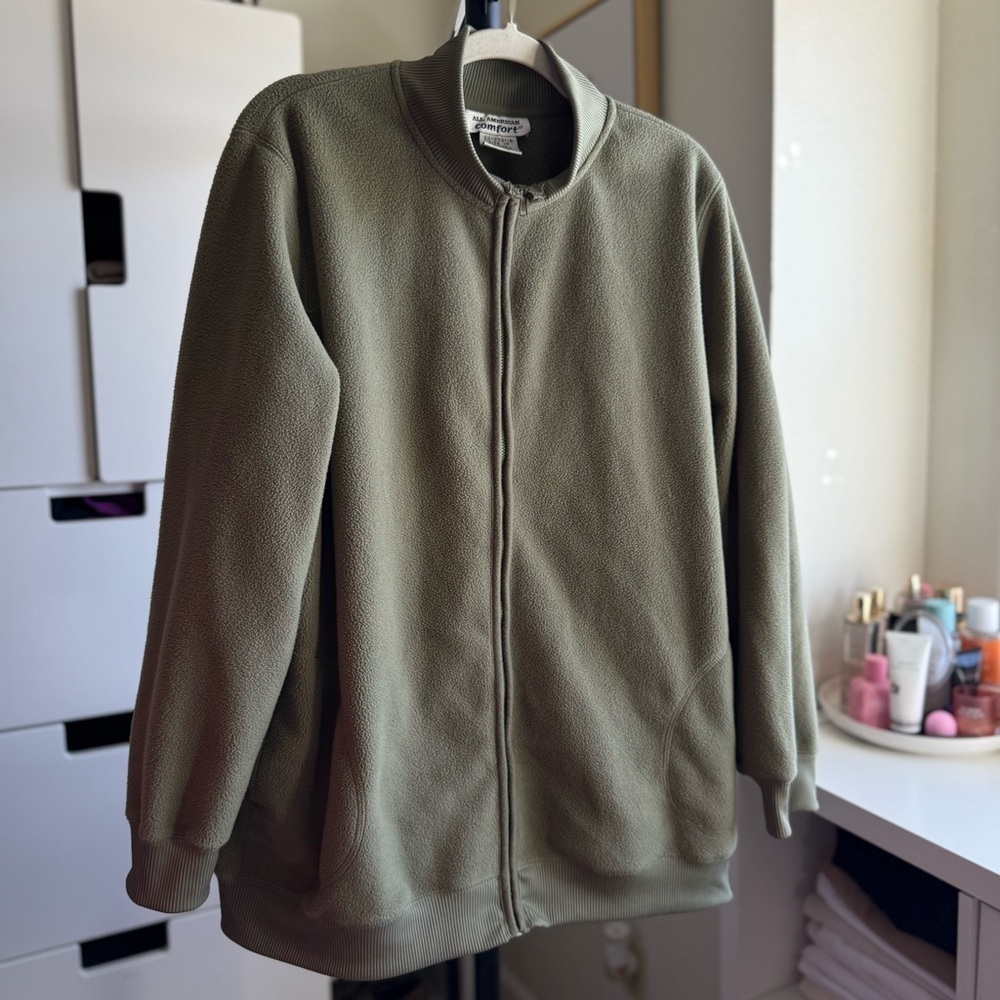 Vintage All American Comfort Olive Green Zip-Up Jacket Size 1X